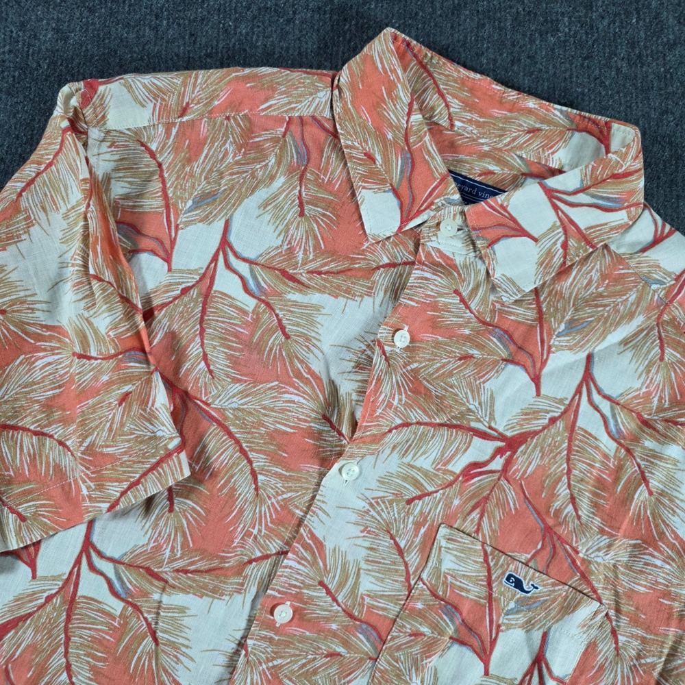 Vineyard Vines Linen Shirt Mens‎ XL Island Slub Shirt Hawaiian Style Tropical e